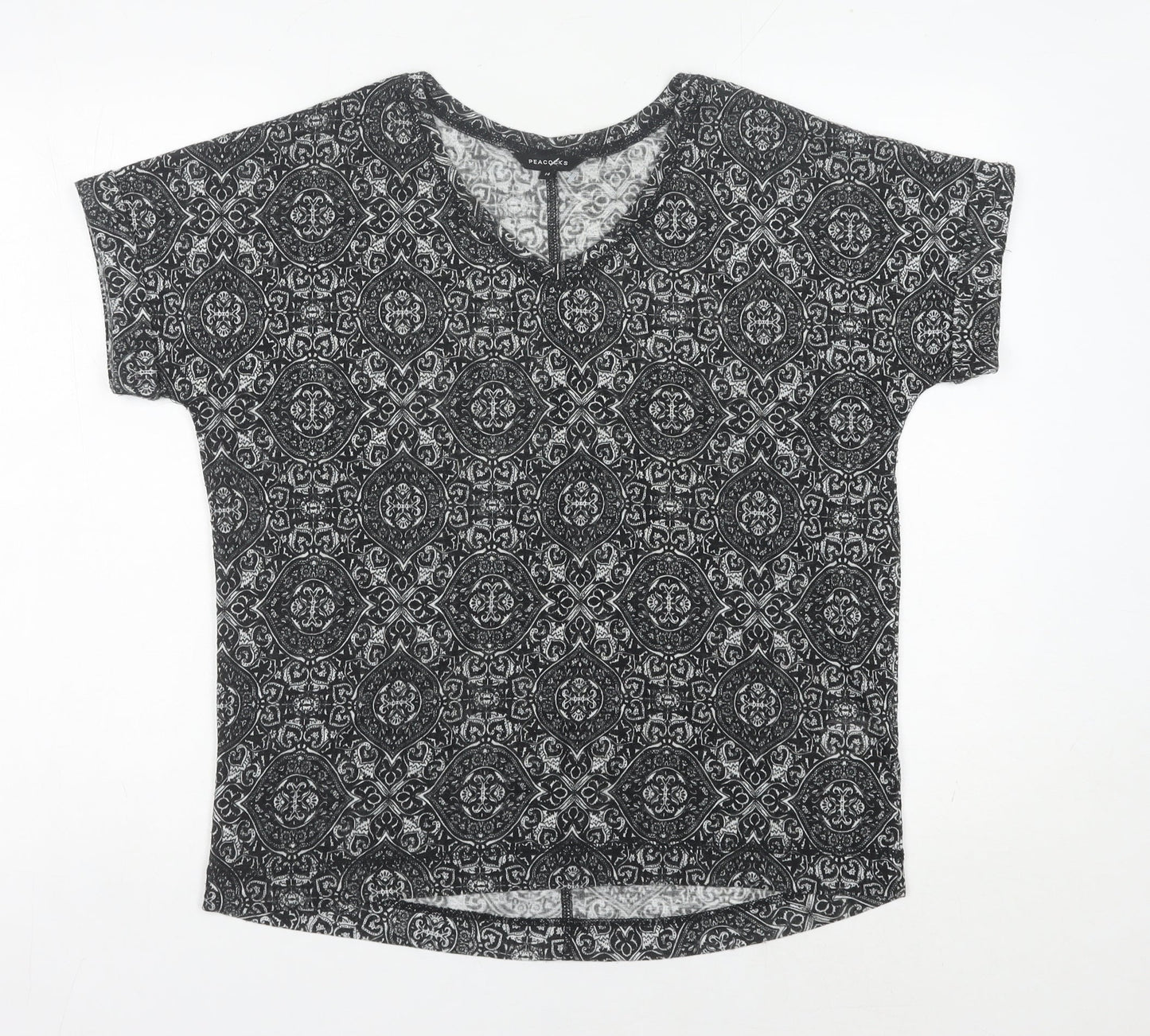 Womens UK Size 14 Peacocks Black Basic T-Shirt