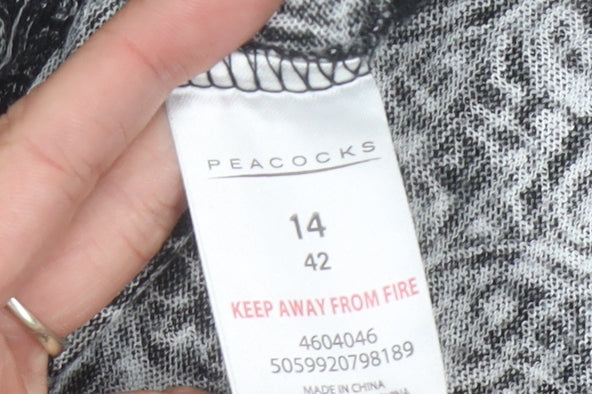 Womens UK Size 14 Peacocks Black Basic T-Shirt