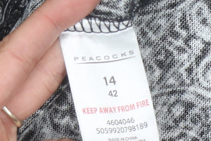 Womens UK Size 14 Peacocks Black Basic T-Shirt