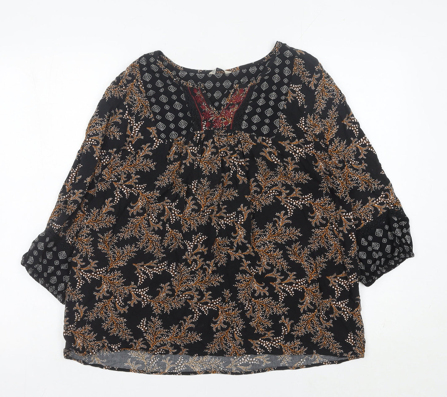 Womens UK Size 14 M&Co Black Tunic Blouse