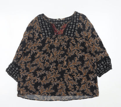 Womens UK Size 14 M&Co Black Tunic Blouse