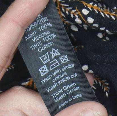 Womens UK Size 14 M&Co Black Tunic Blouse