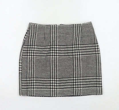 H&M Women’s Black Check Tweed Short Pencil Skirt Size 8 High Rise
