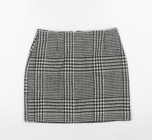 H&M Women’s Black Check Tweed Short Pencil Skirt Size 8 High Rise
