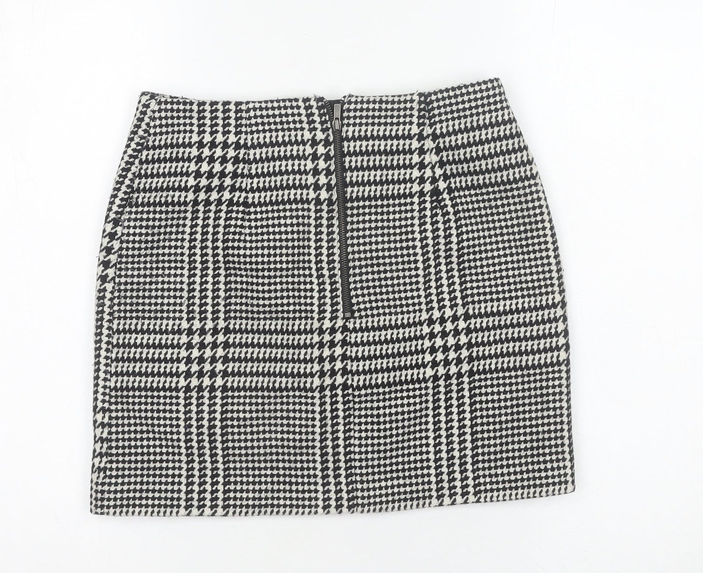 H&M Women’s Black Check Tweed Short Pencil Skirt Size 8 High Rise