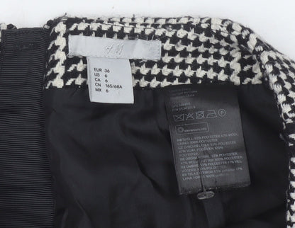 H&M Women’s Black Check Tweed Short Pencil Skirt Size 8 High Rise