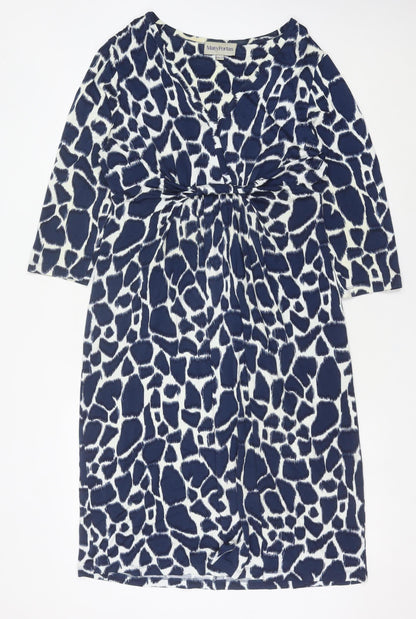 Mary Portas Women’s Blue Animal Print Shift Dress Size 12 Knee Length