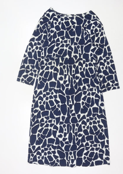 Mary Portas Women’s Blue Animal Print Shift Dress Size 12 Knee Length