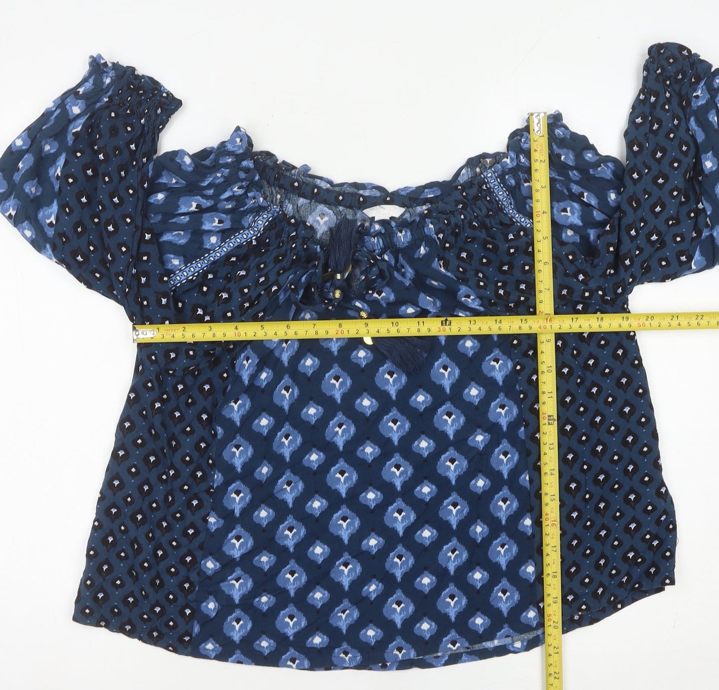 Womens UK Size S Monsoon Blue Peasant Blouse