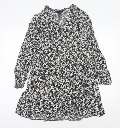 New Look Women’s Black Floral A-Line Short Dress Size 10