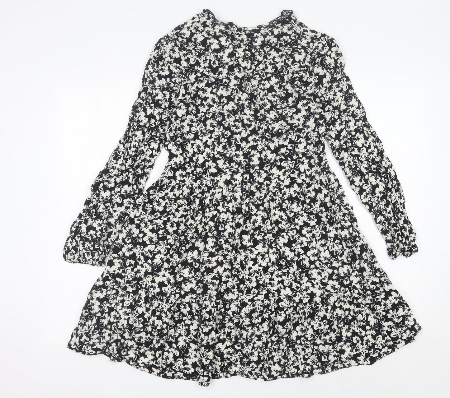New Look Women’s Black Floral A-Line Short Dress Size 10