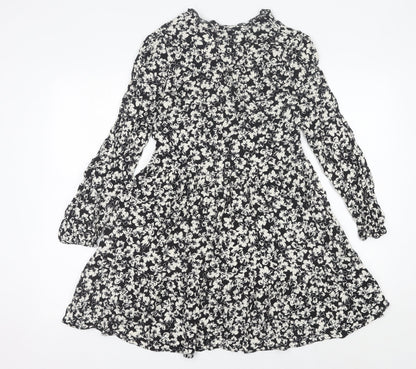 New Look Women’s Black Floral A-Line Short Dress Size 10