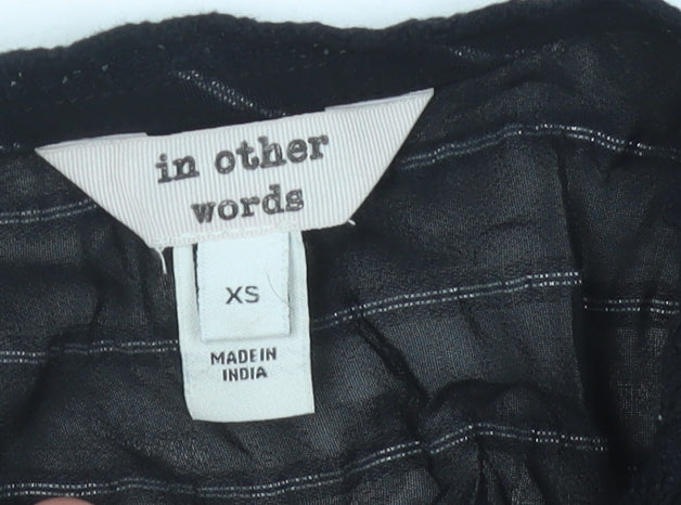 In Other Words Women’s Black Striped Long Sleeve Balloon Blouse XS
