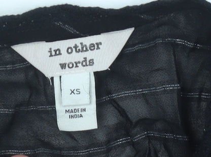 In Other Words Women’s Black Striped Long Sleeve Balloon Blouse XS