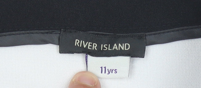 River Island Girls Black White Green Colourblock Pencil Skirt 11 Years