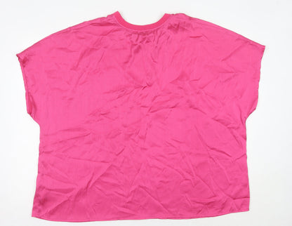 Womens UK Size 24 Simply Be Pink Basic T-Shirt