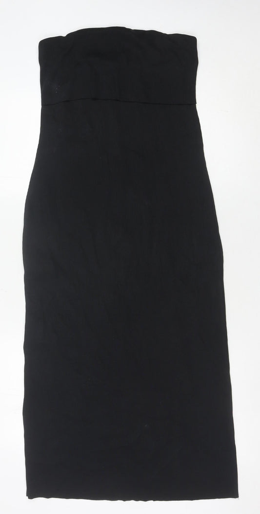 Marks and Spencer Women’s Black Size 10 Bodycon Strapless Knee Length Dress