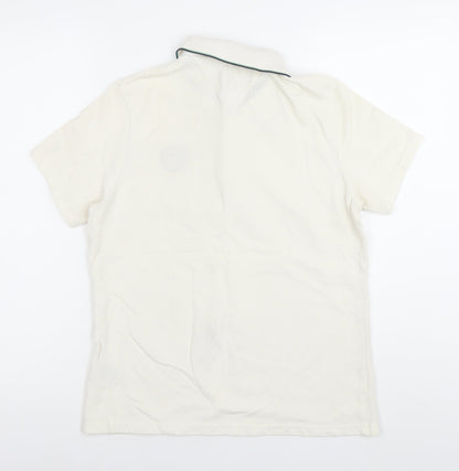 Tommy Hilfiger Men's Ivory Golf Polo Shirt M Embroidered Logo