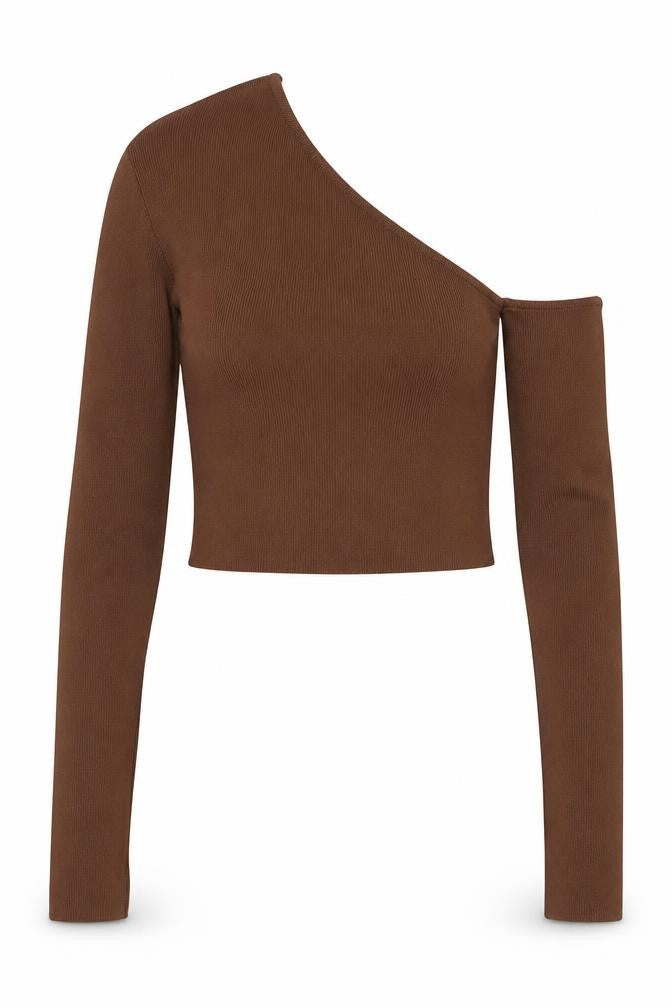 Womens UK Size XS Zara Brown Cropped Blouse