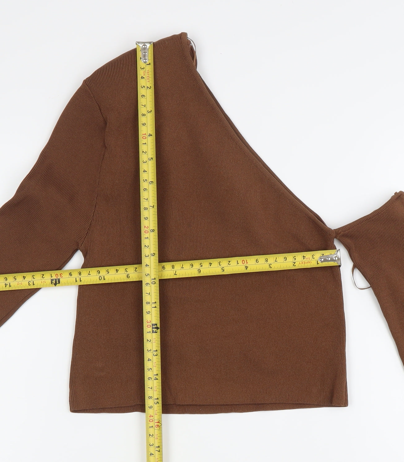 Womens UK Size XS Zara Brown Cropped Blouse