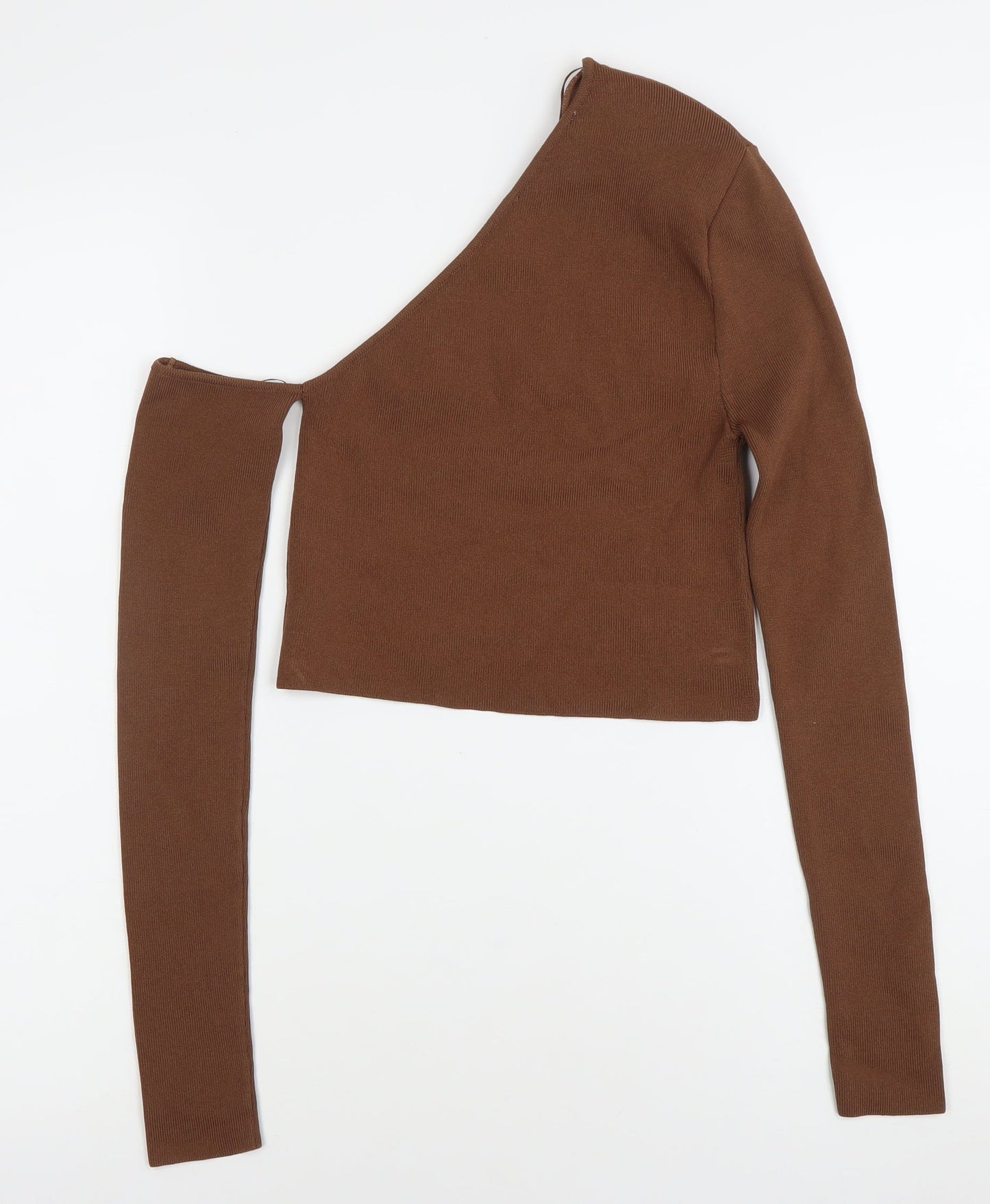 Womens UK Size XS Zara Brown Cropped Blouse