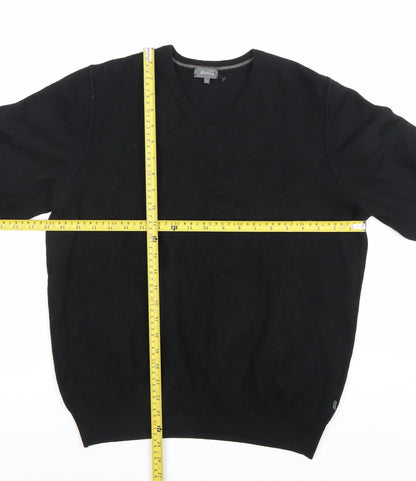 Wolsey Men’s Black Argyle V-Neck Pullover Jumper - Size L - Casual Winter