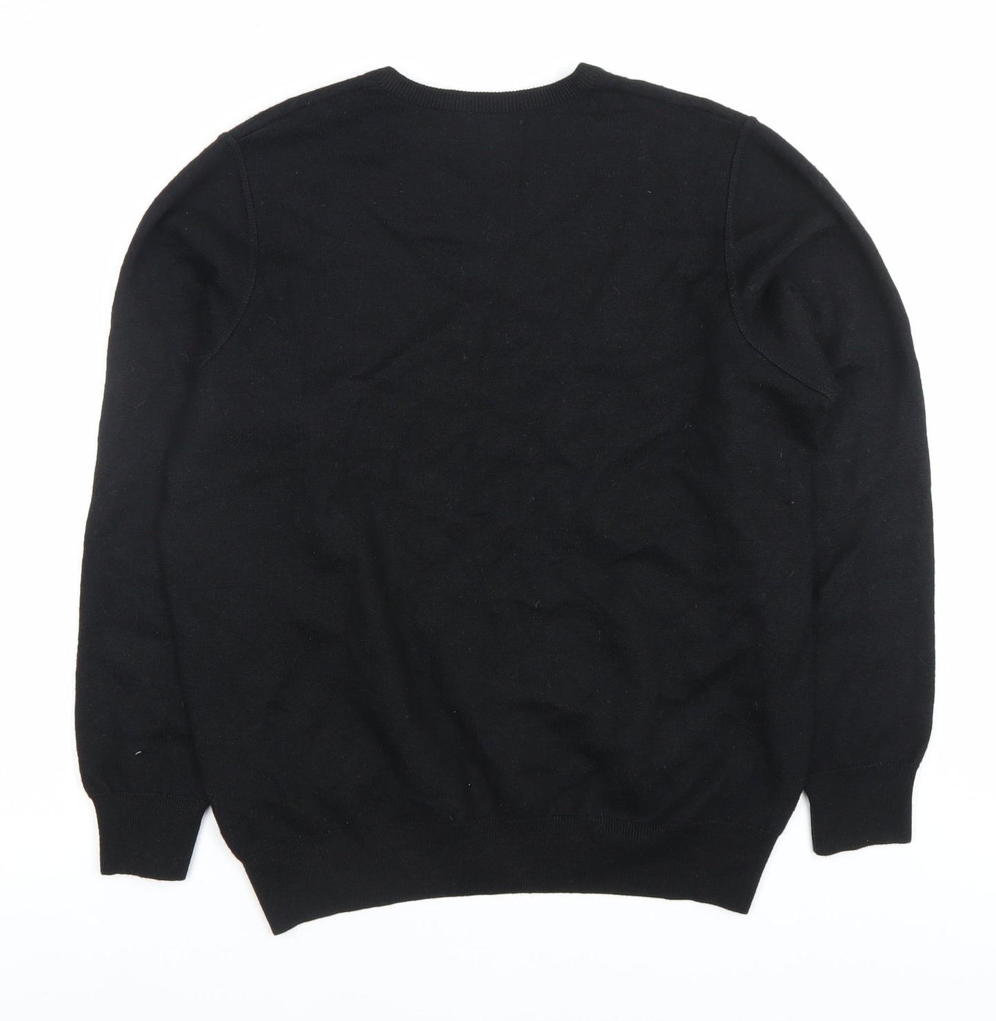 Wolsey Men’s Black Argyle V-Neck Pullover Jumper - Size L - Casual Winter