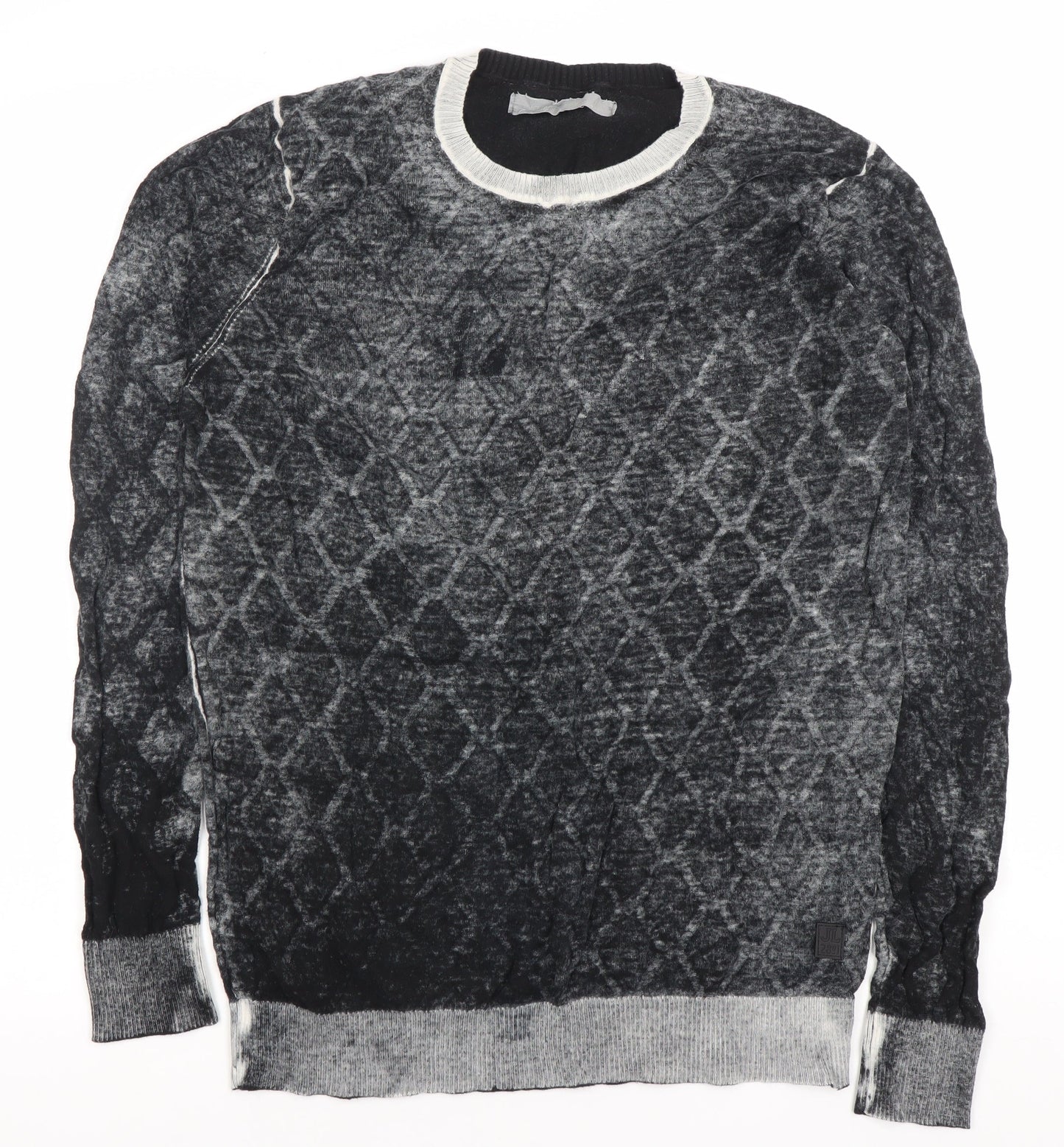 Jet Lag Original Men's Grey Geometric Cotton L Pullover Jumper