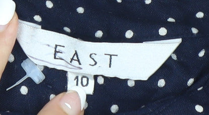 East Women’s Blue Polka Dot Midi Shirt Dress Size 10 Long Sleeve