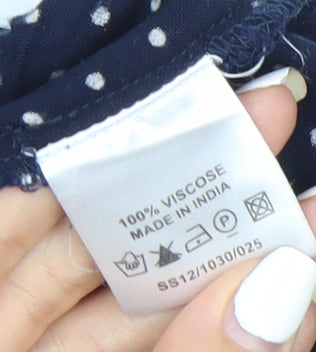 East Women’s Blue Polka Dot Midi Shirt Dress Size 10 Long Sleeve