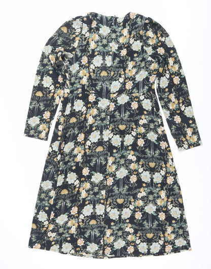 Boohoo Women's Multicoloured Floral Wrap Dress Size 10 Knee Length V-Neck