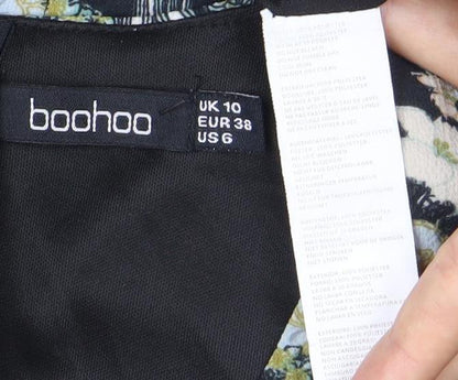 Boohoo Women's Multicoloured Floral Wrap Dress Size 10 Knee Length V-Neck