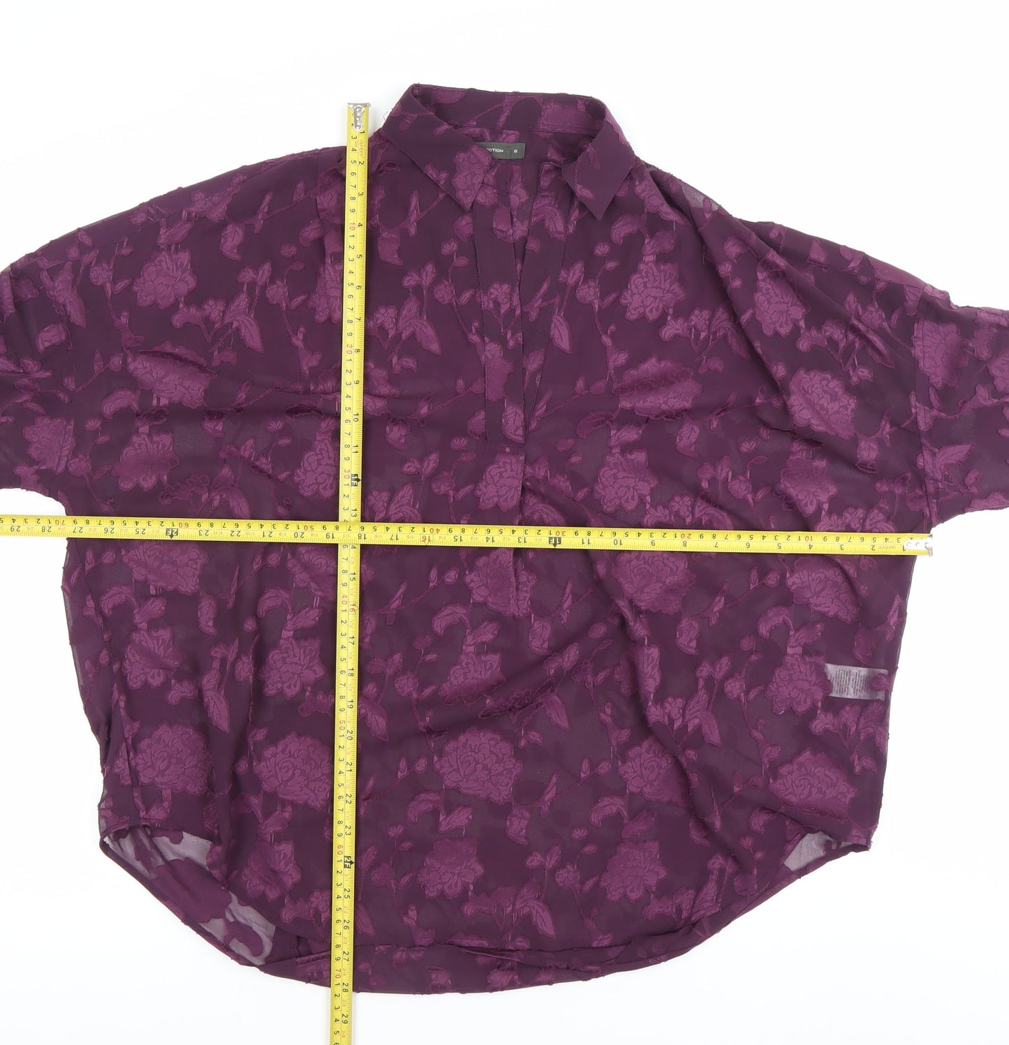 Womens UK Size 8 French Connection Purple Basic Button-Up