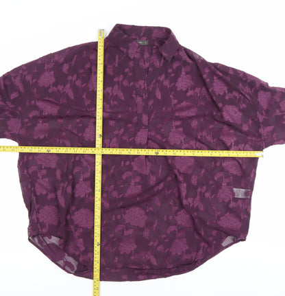 Womens UK Size 8 French Connection Purple Basic Button-Up