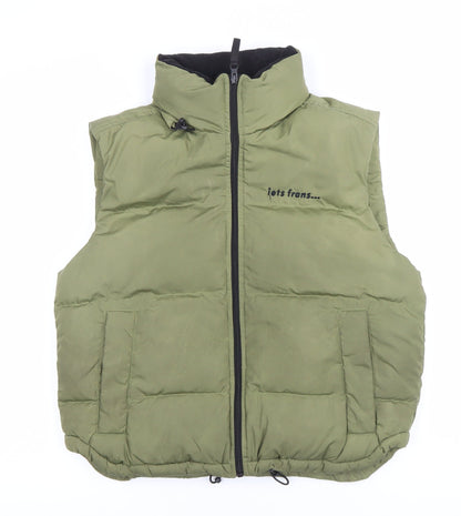 Jets Frans Womens Green S Puffer Padded Waistcoat Sleeveless Casual