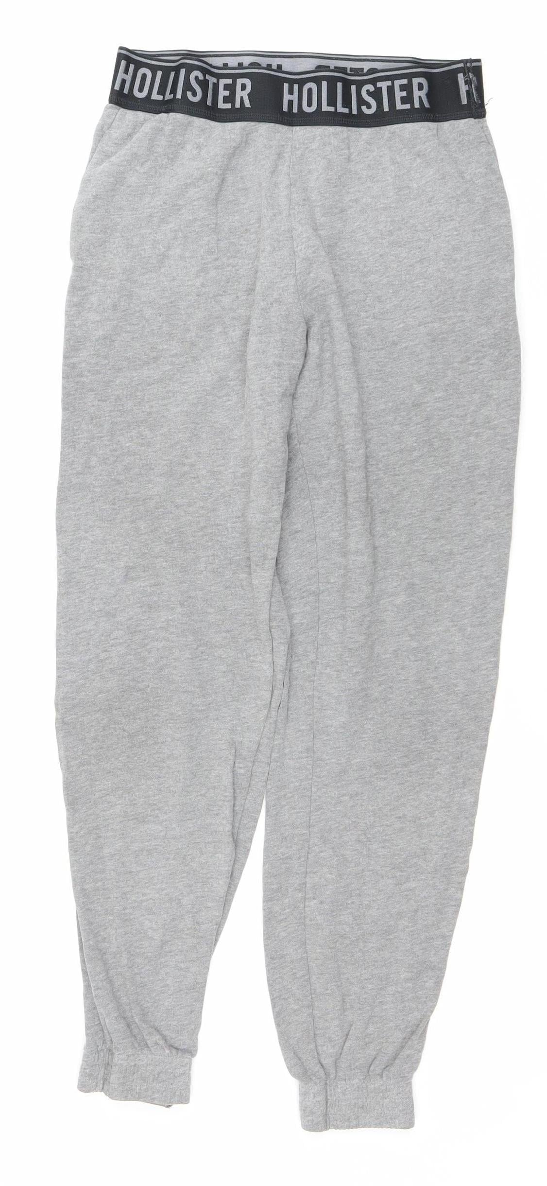 Hollister Men’s Grey XS Jogger Trousers Elastic Waist Fleece Activewear