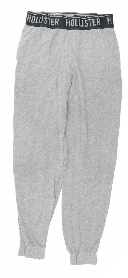 Hollister Men’s Grey XS Jogger Trousers Elastic Waist Fleece Activewear