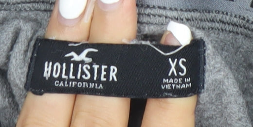 Hollister Men’s Grey XS Jogger Trousers Elastic Waist Fleece Activewear