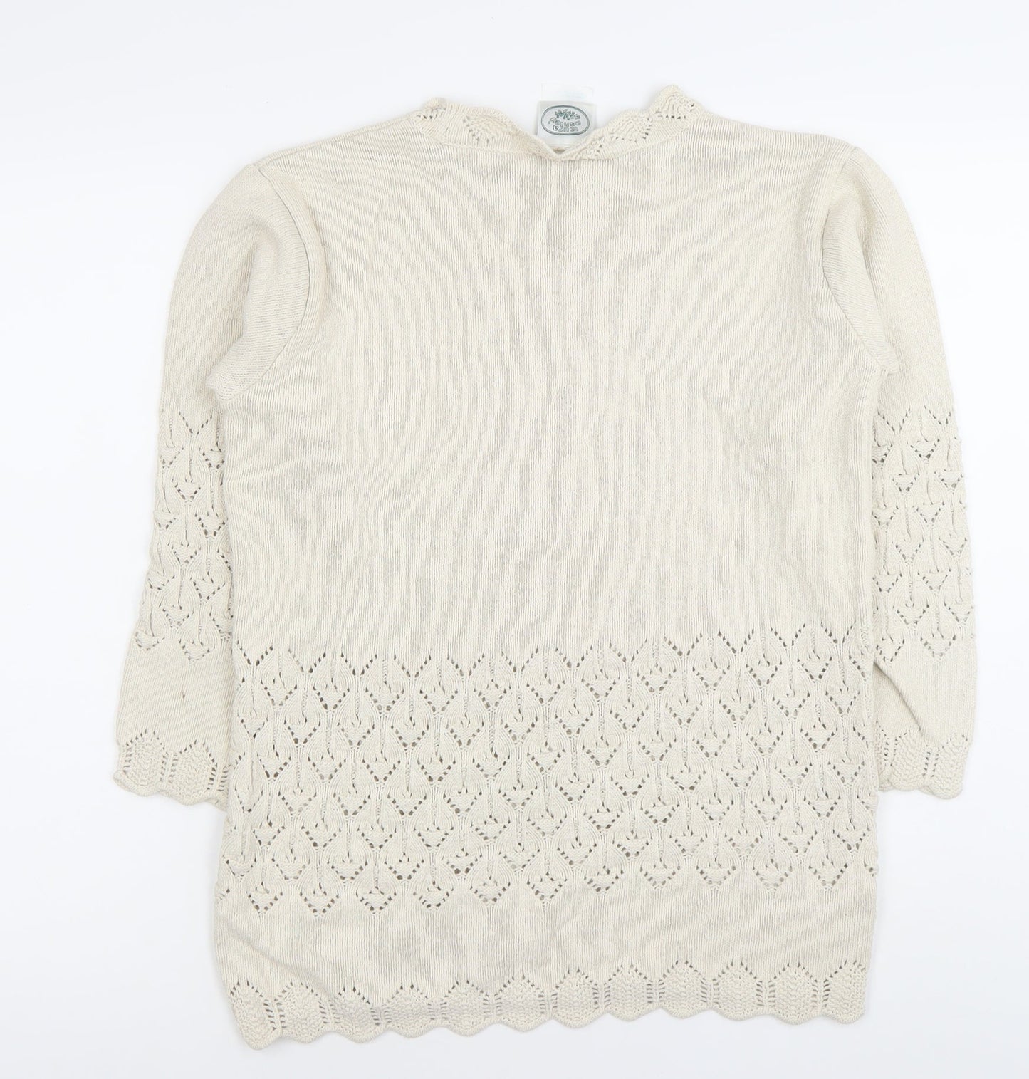 Elyse Panel Women’s Beige Medium Cotton Crochet Knit Jumper