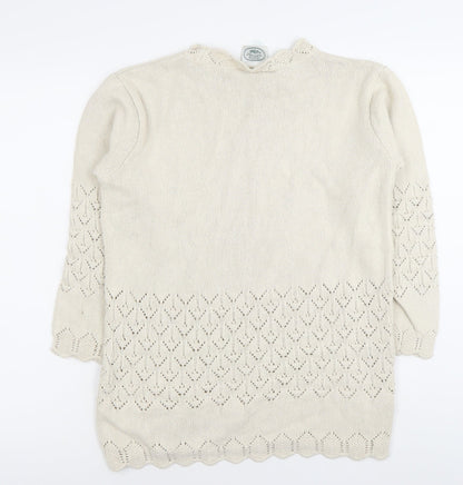 Elyse Panel Women’s Beige Medium Cotton Crochet Knit Jumper