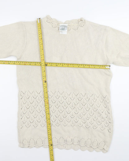 Elyse Panel Women’s Beige Medium Cotton Crochet Knit Jumper