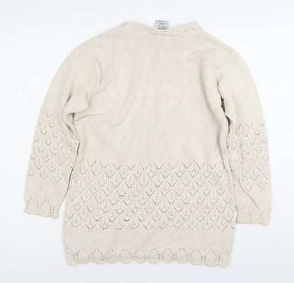 Elyse Panel Women’s Beige Medium Cotton Crochet Knit Jumper