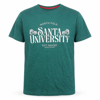 AlphaR One Men's Green L Christmas Santa University T-Shirt