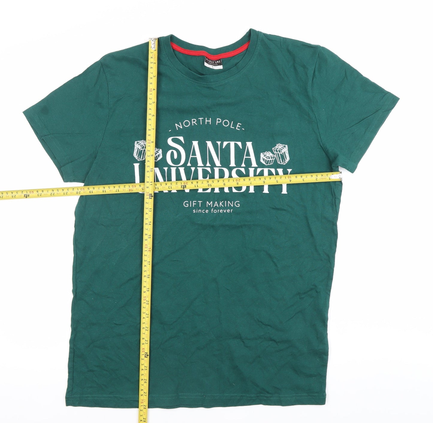 AlphaR One Men's Green L Christmas Santa University T-Shirt