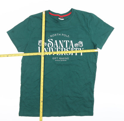 AlphaR One Men's Green L Christmas Santa University T-Shirt