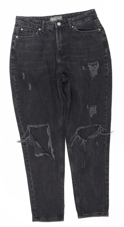 Primark Women’s Black Distressed Mom Jeans Size 10 Regular Fit