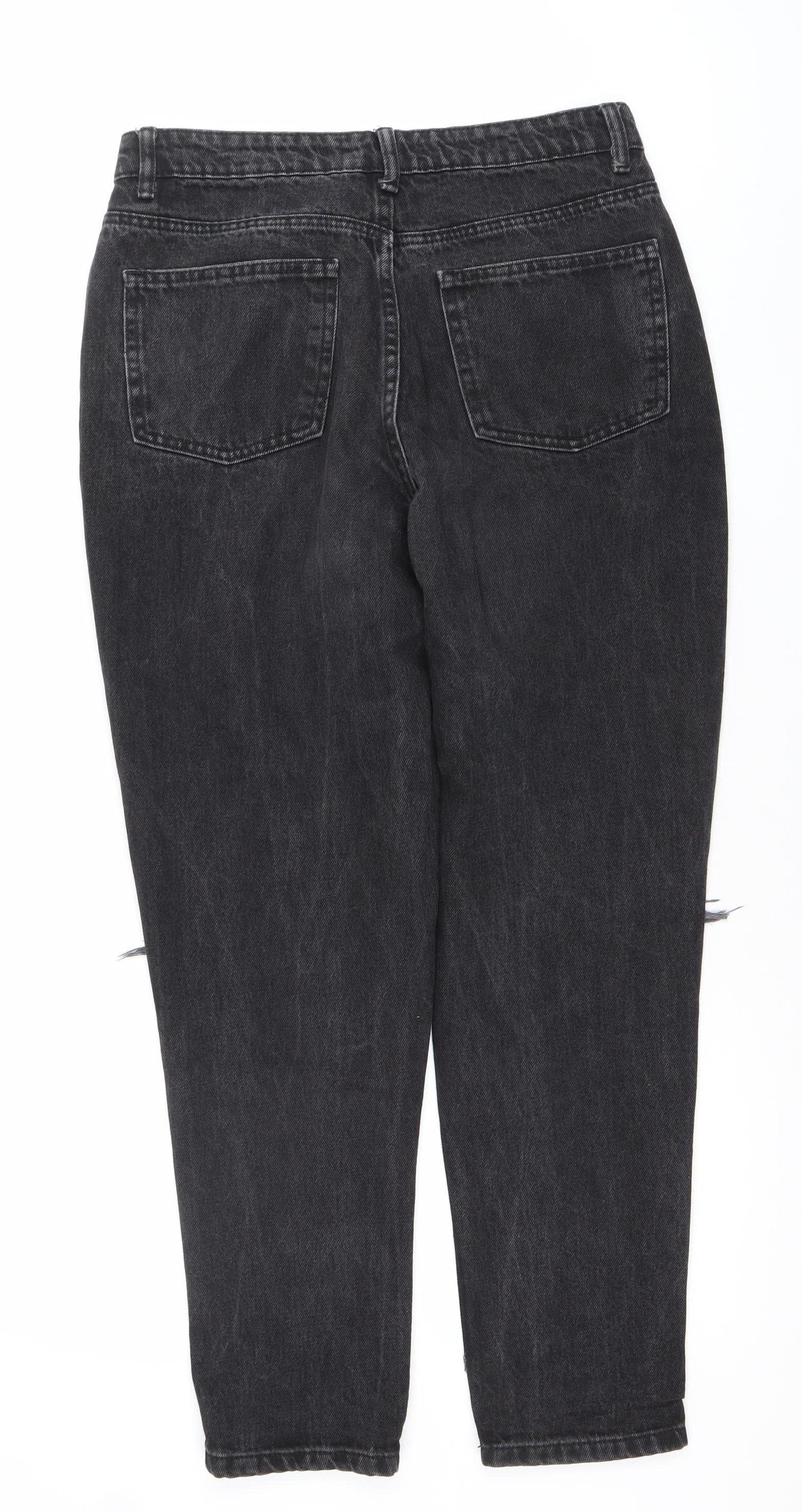 Primark Women’s Black Distressed Mom Jeans Size 10 Regular Fit