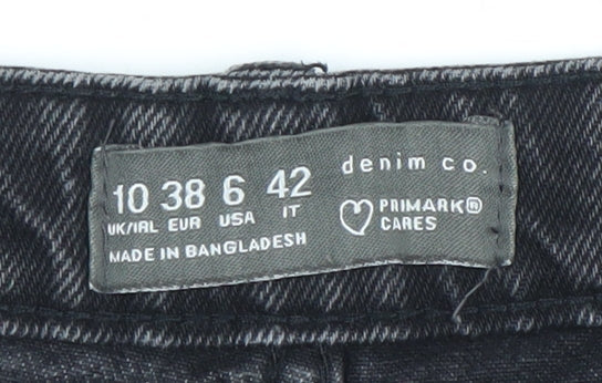 Primark Women’s Black Distressed Mom Jeans Size 10 Regular Fit