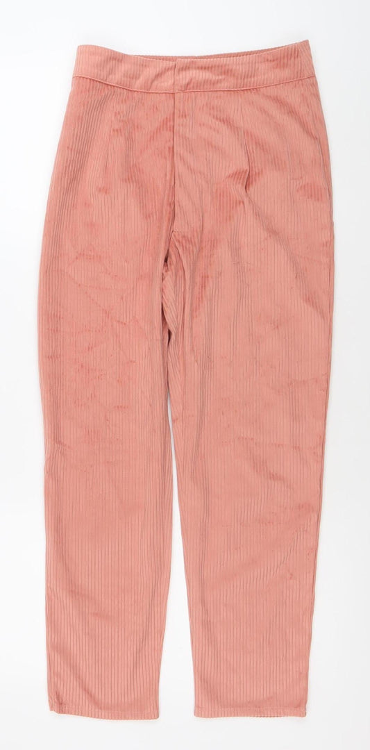 Missguided Women’s Pink Petite Slim Velour Trousers Size 6