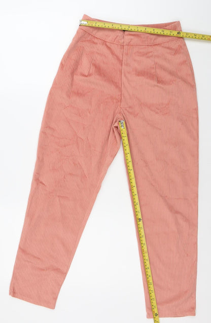 Missguided Women’s Pink Petite Slim Velour Trousers Size 6